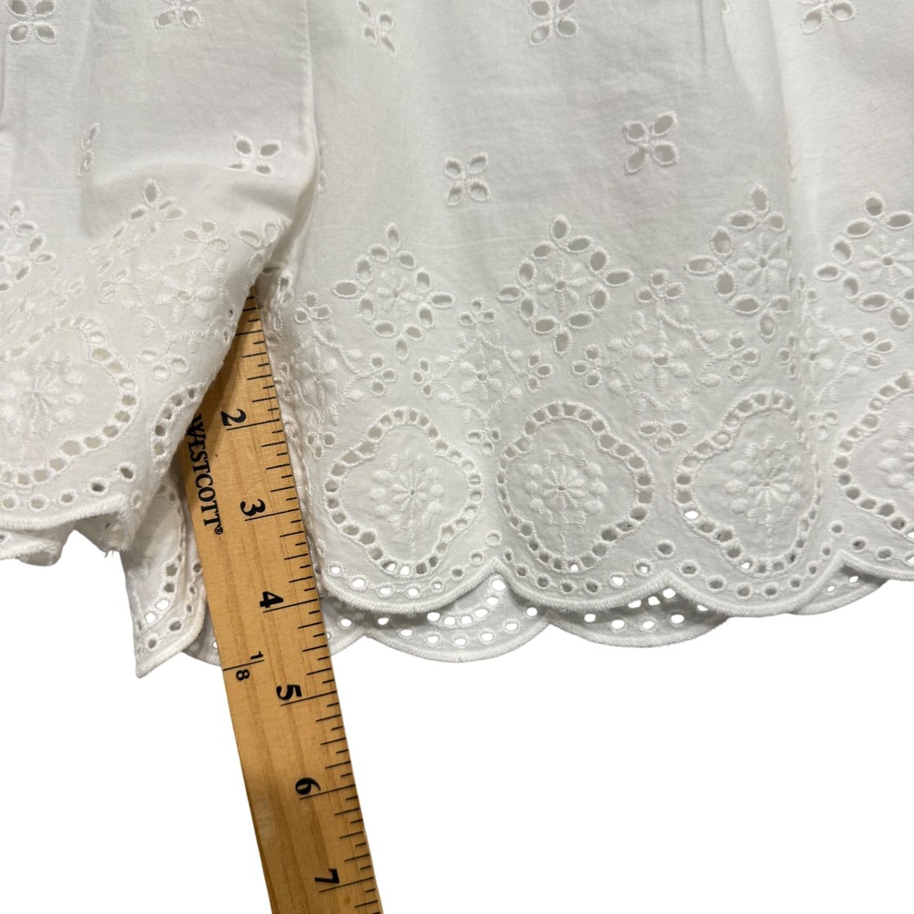 LOFT Eyelet Shorts XS White NWT Scalloped Cotton Boho Floral Embroidery‎ - Picture 7 of 9